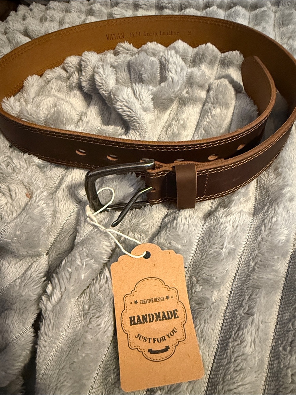 Handmade Full-Grain Leather Brown Men's Belt with Classic Buckle